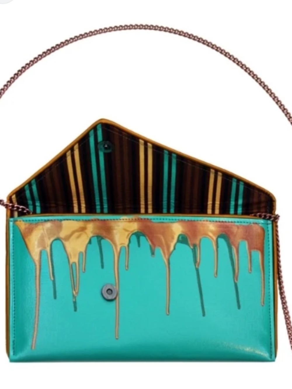 Kent Stetson dripping gold clutch bag